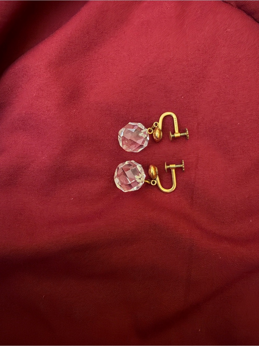 Gold-Tone Screw-Back Earrings with Clear Crystal Drops